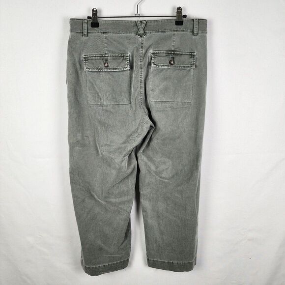 J. Jill Womens Cropped Pants Size 10 Green Gray Twill Wide Leg Stretch Comfort - Picture 2 of 6